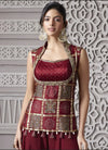 maroon ghatchola Indo-Western palazzo suit