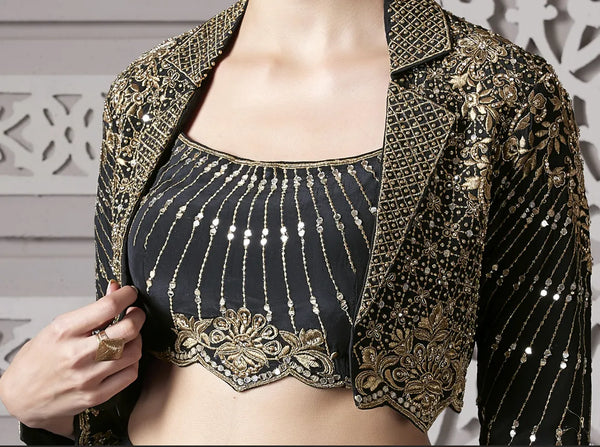 black Indo-Western palazzo suit with jacket