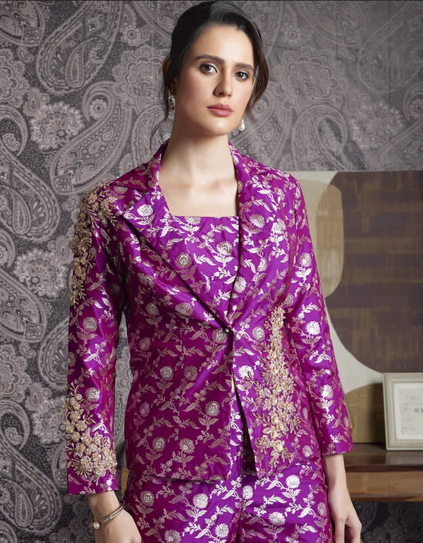 luxury bridesmaid outfit indian wedding purple