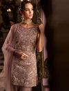 Front detail of Cafe Rose embroidered kurta with matching net dupatta