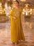 - Full front view of Turmeric Yellow embroidered Anarkali suit with matching dupatta