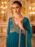 Front view of Rama Blue embroidered Anarkali with gold-bordered dupatta for a New Jersey wedding