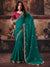 Teal Green Premium Bemberg Designer Saree highlighting scalloped cutdana border for wedding wear | BharatPlaza
