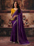 Royal Purple Fendy Satin Designer Saree highlighting an elegant scalloped border for wedding & festive wear | BharatPlaza