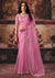 Blush Pink Premium Organza Designer Saree featuring an elegant scalloped border for wedding & festive wear | BharatPlaza