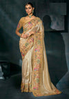 San Francisco Wedding Bridal Saree Designed out of Cream Pure Ziraf Silk