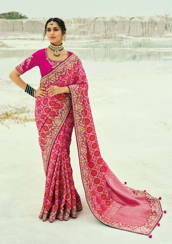 Calgary Wedding Fashion: Red Rani Bridal Bandhej Saree For Indian Women