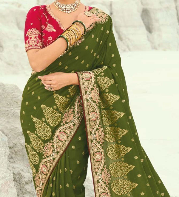 Indian Designer Green Saree for Copenhagen Fashion Events