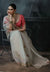 Off-White Tissue Silk Organza Designer Saree highlighting exquisite border embroidery and stone work for weddings | BharatPlaza