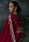 Maroon Tissue Silk Organza Designer Saree showcasing stunning back blouse embroidery for luxury events | BharatPlaza