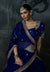 Navy Blue Tissue Silk Organza Designer Saree featuring beautiful front drape and stone work for wedding wear | BharatPlaza