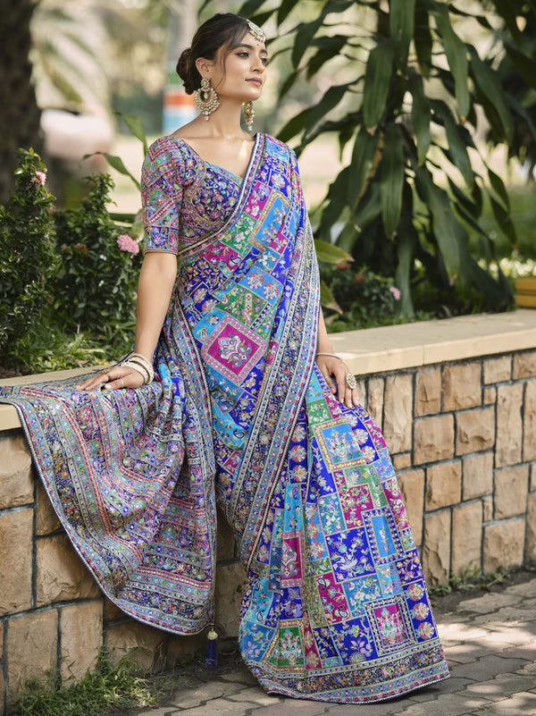 Royal HNI Multicolor Printed Viscose Saree – Festive Designer Wear