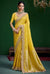 Mustard Yellow Premium Tissue Designer Saree featuring delicate beadwork border for wedding & festive wear | BharatPlaza