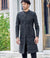 Black Suede Designer Sherwani with Embroidery for Wedding