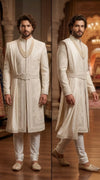 luxury embroidered silk sherwani for groom indian wedding ethnic wear bharatplaza
