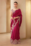Maroon Vichitra Silk Embroidered Saree