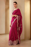 Maroon Vichitra Silk Saree Embroidered Border