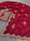 Maroon Vichitra Silk Saree with Heavy Blouse