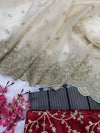 Full set organza silk saree with red blouse flatlay