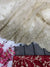 Full set organza silk saree with red blouse flatlay
