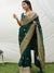Emerald green georgette saree with butta embroidery & zari lace border