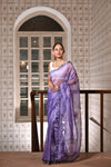 Elegant lavender saree with diamond embellishment & gota border