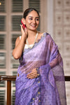 Partywear lavender organza saree for weddings & receptions