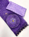 Designer lavender saree with stone blouse & aarco lace border