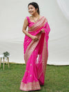 Rani Pink saree with all over buttas & zari lace