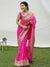 Rani Pink saree with all over buttas & zari lace