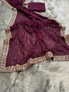 Red embroidered sequin saree with gold border for weddings