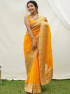 Haldi Yellow Georgette Saree with Zari Embroidery & Raw Silk Blouse