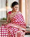 Rani Pink Soft Lichi Silk Saree with Rich Golden Zari Jacquard Weaving