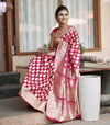 Rani Pink Soft Lichi Silk Saree with Rich Golden Zari Jacquard Weaving