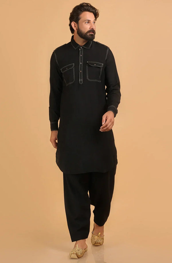 Black Indo Western with Beads work14