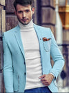 Stylish sky blue suede polyester blazer BharatPlaza