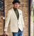 White Knitted Blazer for Men with Contrast Detailing
