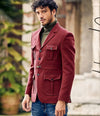 maroon suede blazer hunter coat style for men cocktail reception wear