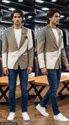 beige imported polyester blazer for men trendy college party wear casual fashion bharatplaza