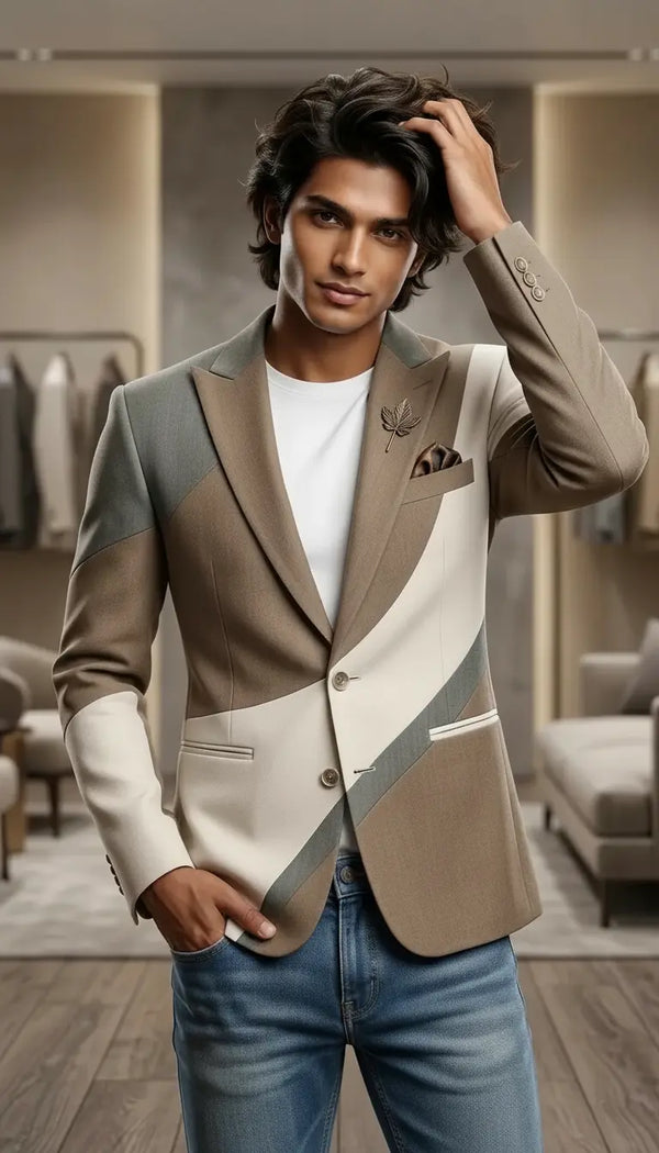 modern panel design blazer for men casual cocktail outfit global style bharatplaza
