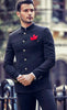 Black Imported Jacquard Jodhpuri Suit for Grooms Father