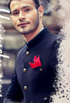 Black Imported Jacquard Jodhpuri Suit for Brides Father