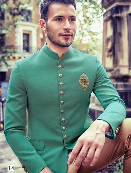 Green Jodhpuri Suit Wedding Reception