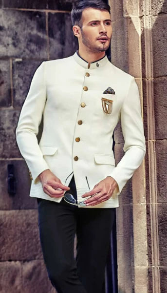 Ivory Jodhpuri Suit Wedding Look