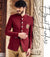 Maroon Suede Polyester Jodhpuri Suit Royal Rajwadi Style