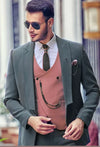 3 Pc Grey Partywear Wedding Trouser Suit