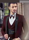 Maroon Partywear 3-Piece Designer Suit