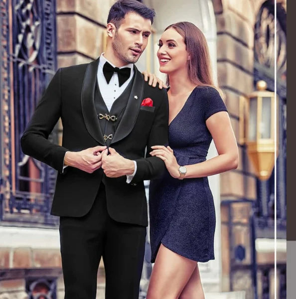 Black 3 Pc Wedding Party Suit A