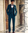 Teal Blue Trouser Suit with Designer Blazer for Cocktail & Reception