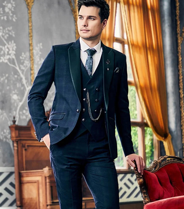 Navy Blue Elegant Trouser Suit for Wedding Reception